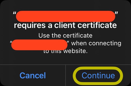 Mutual tls prompt on iOS